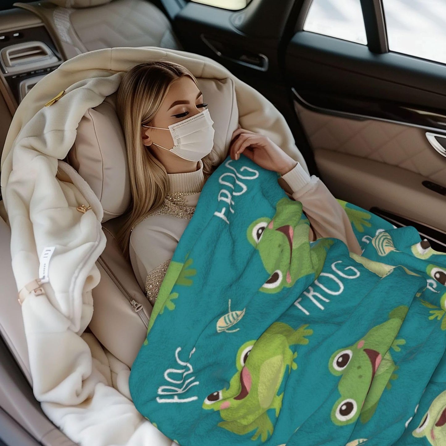 Gbuzozie Cute Frogs Fleece Blanket Lightweight Ultra-Soft Cartoon Animals Throw Blanket for Sofa Couch Bed Camping Travel - Super Soft Cozy Microfiber Blanket 50"X40"
