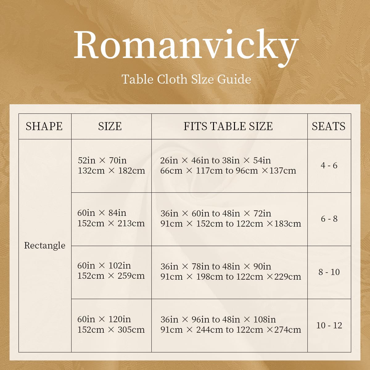 Romanvicky Damask Jacquard Rectangular Tablecloth, Champagne Gold Floral, Spill-Proof Stain Resistant Wrinkle Free Table Cover for Banquet Dining Holiday Party Decor, 52x70 Inch