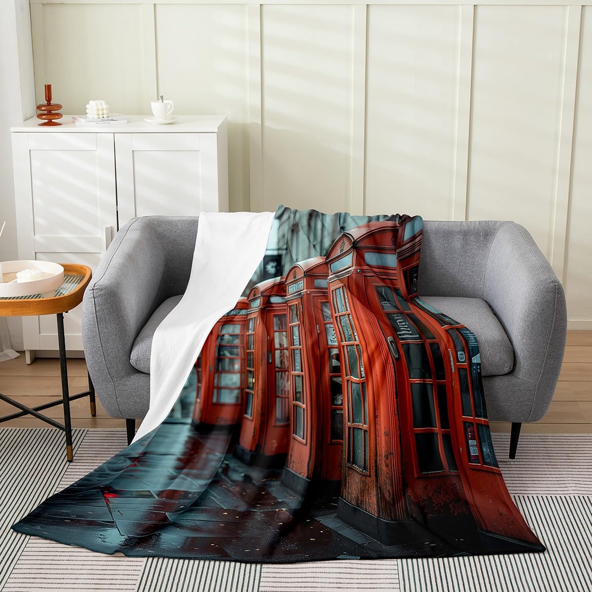 Erosebridal London Throw Blanket 30x40 inch for Kids Boys Girls,City Fleece Flannel,Modern Landscape Bed Blanket,Telephone Booth Soft Warm for Baby,Pets,Leg Cover