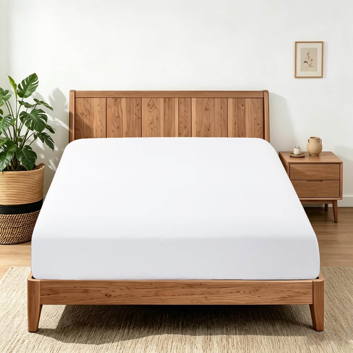 2 Pack Queen Fitted Sheets Only, 100% Egyptian Cotton, Super Soft 600 Thread Count Sateen, 16" Deep Pocket Bottom Sheets, Breathable Hotel Quality, Durable All-Around Elastic, White