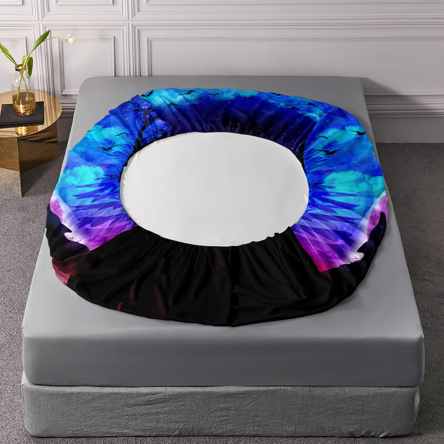 XYNHML Wolf Bed Sheet Set Galaxy Wolf Night Moon Bedding Set for Kids Teens Room Decor Wild Animals Bed Cover with 2 Pillowcases