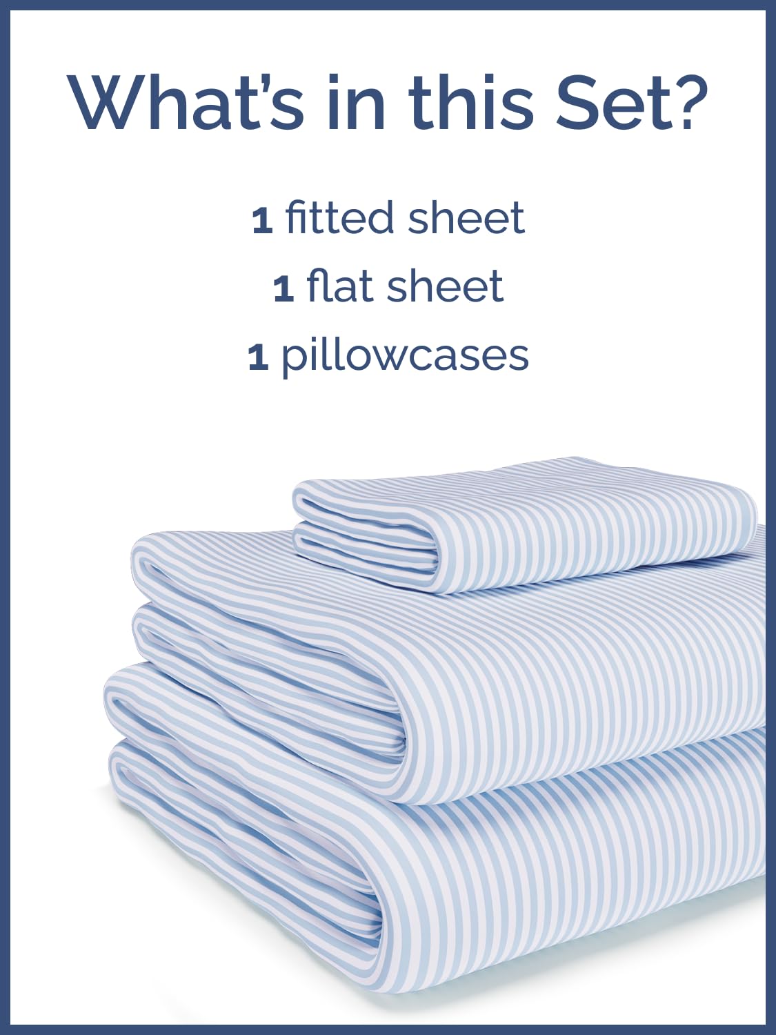 Kids Twin Size Bed Sheet Set - 3 Piece Kids Loft Bed Sheets - Blue Striped Nautical Themed Bedding - Soft, Cute and Cozy - Breathable & Machine Washable - Sky Bed Set for Boys, Girls, Teens & Toddlers