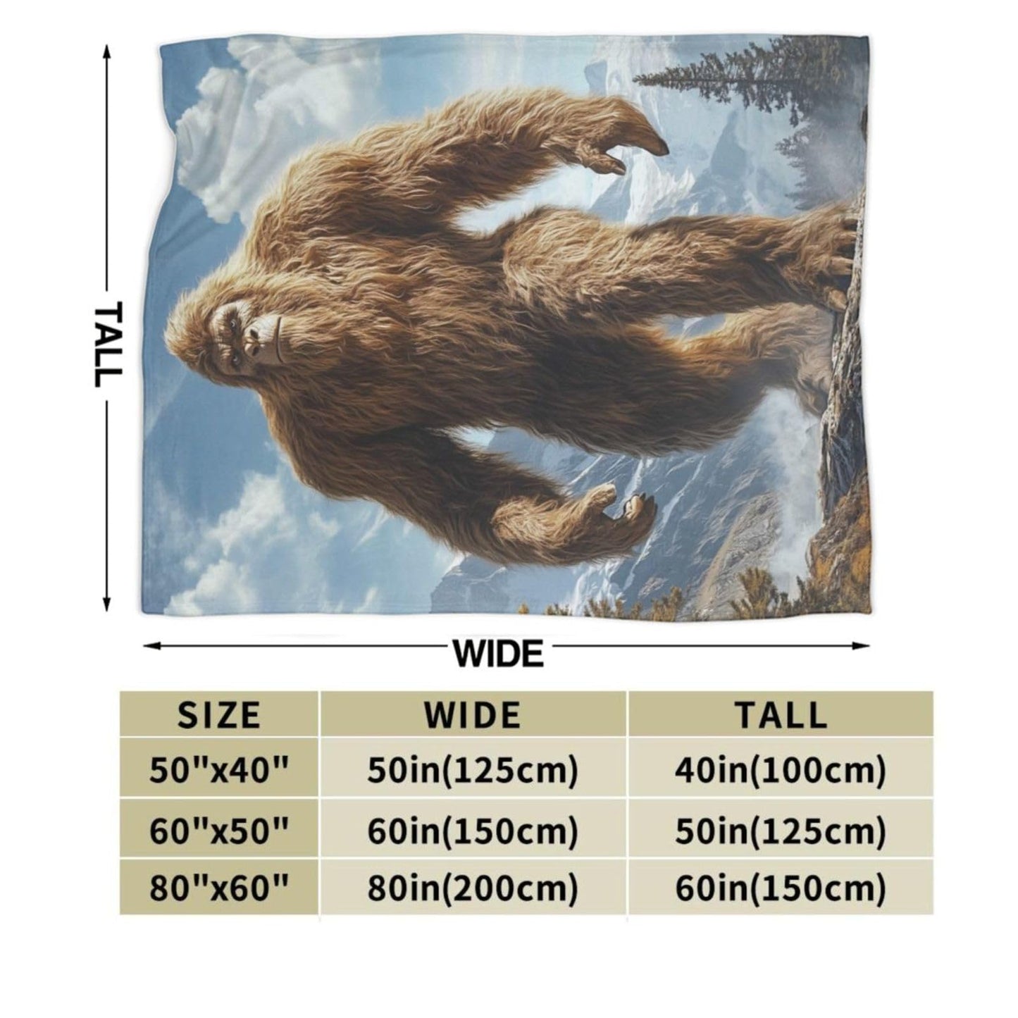 Cute Bigfoot Blanket, Bigfoot Gifts for Women Adults, Lightweight Soft Forest Bigfoot Theme Throw Blankets for Bed Sofa Living Room Travel Decor 50"x60"