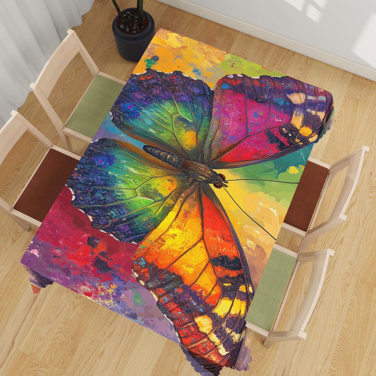 XYJFZL Butterfly Table Cloth Abstract Colorful Butterfly Rectangle Kitchen Table Cover Oblong Tablecloth for Dining Table Buffet Parties Patio Camping 52 x 70 Inch 4-6 Seats