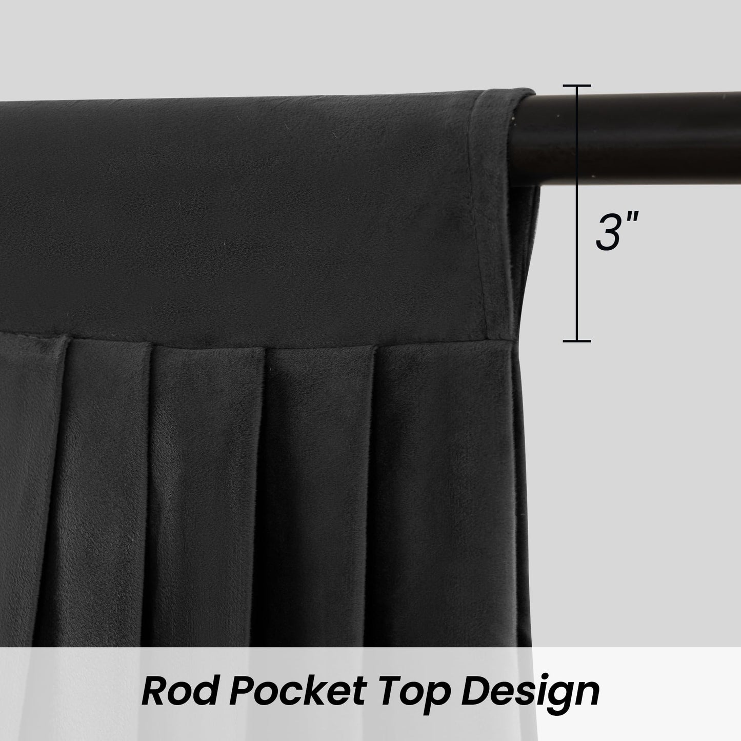 Phating Velvet Waterfall Swag Valance for Bedroom, Valances with Tassels for Living Room Rod Pocket Valances (1 Panel, Grey, W39 inches)