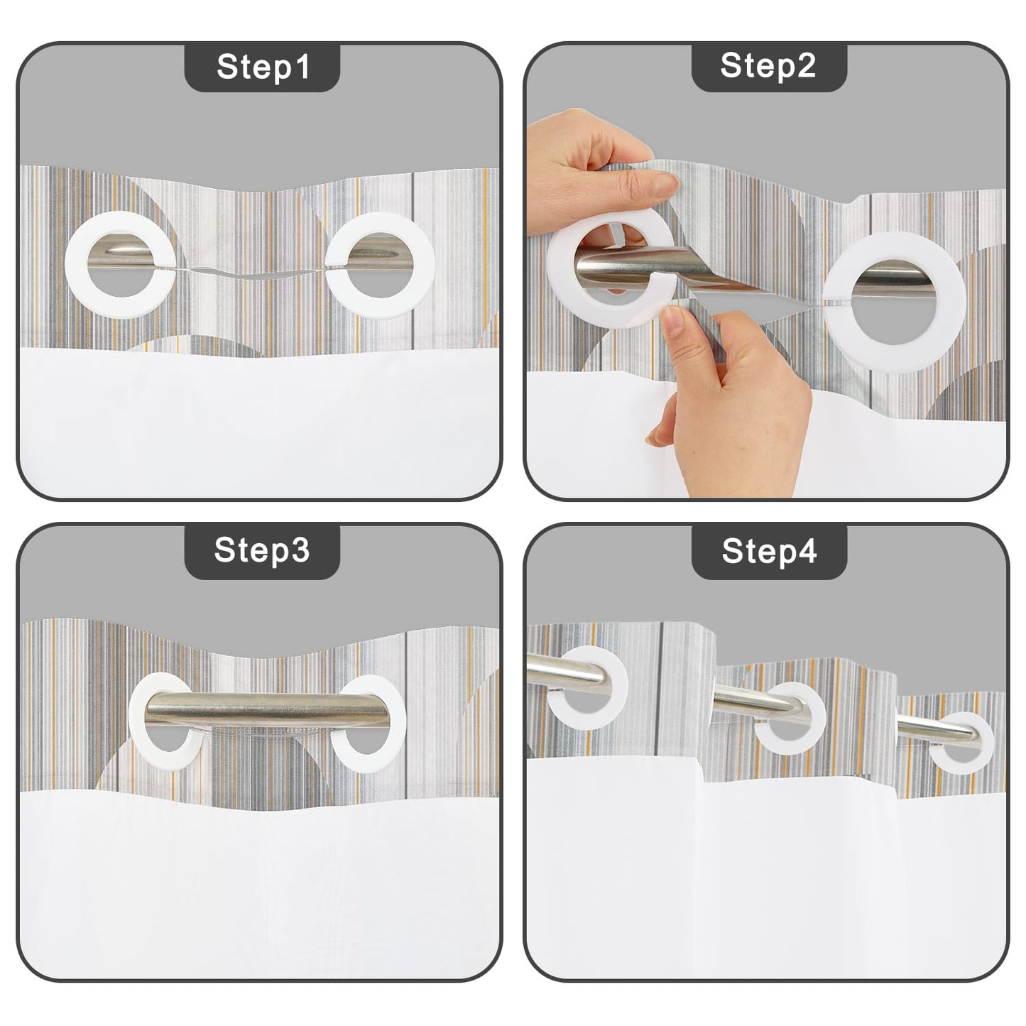 NAEMBCU No Hook Shower Curtain with Snap in Fabric Liner Set 71x74 Inch