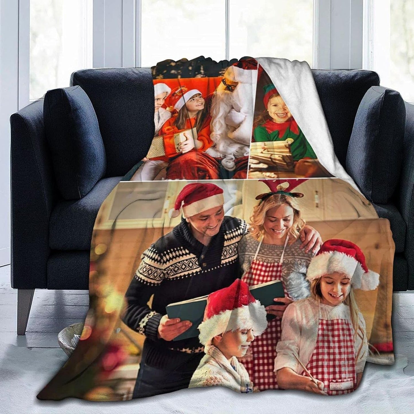 Ships Next Day. Custom Blanket with Photos Text Customized Blanket Personalized Flannel/Sherpa Throw Blankets for Adult Kid Birthday Christmas Halloween Fathers Mothers Valentines Gift - 50"x 60"