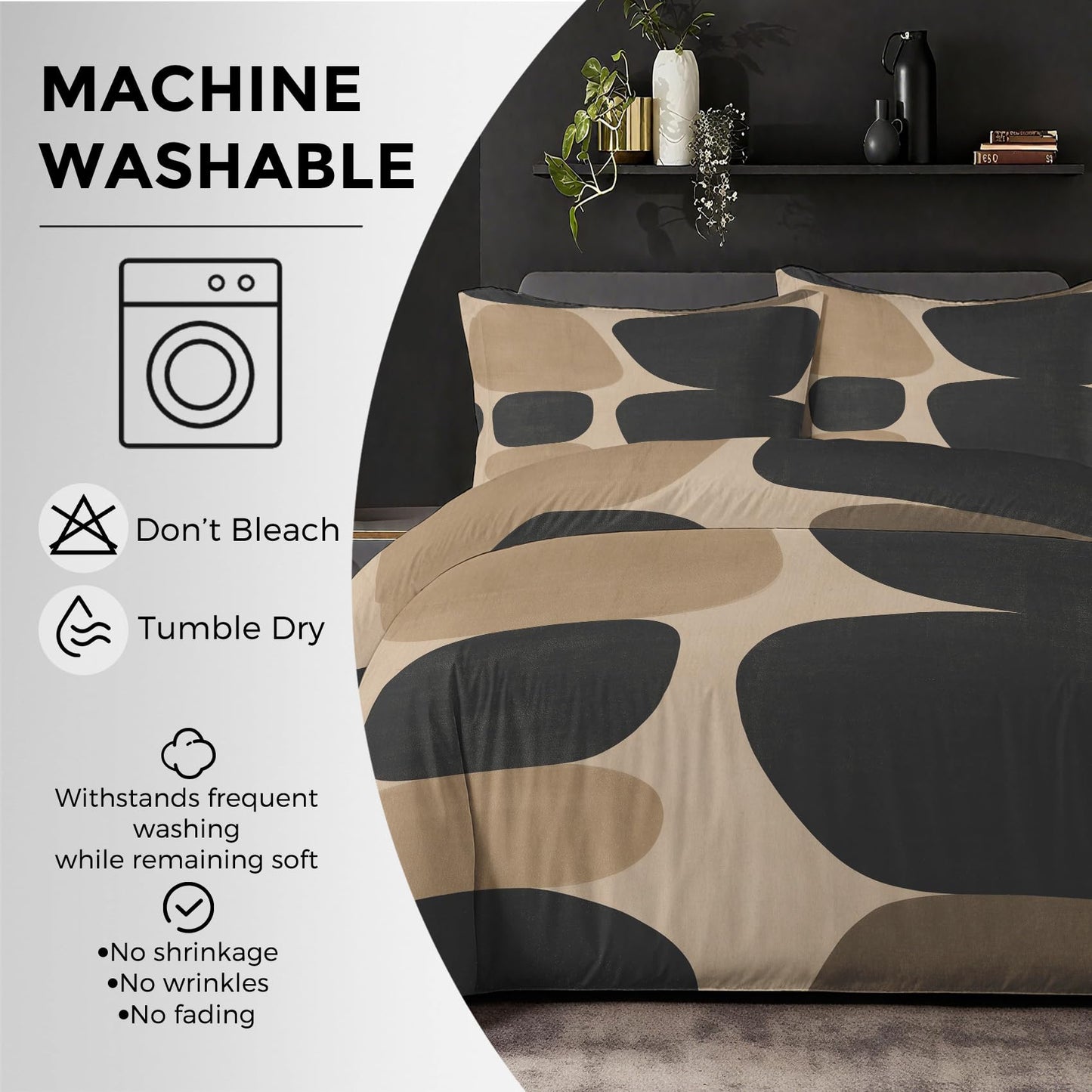 Boho Mid Century Twin Duvet Cover Set, Mid Century Modern Bedding Set 2 Pcs Reversible, Abstract Geometric Bedroom Decor, Ultra Soft Microfiber, 1 Pillow Sham, Zipper & Ties KJJT 104