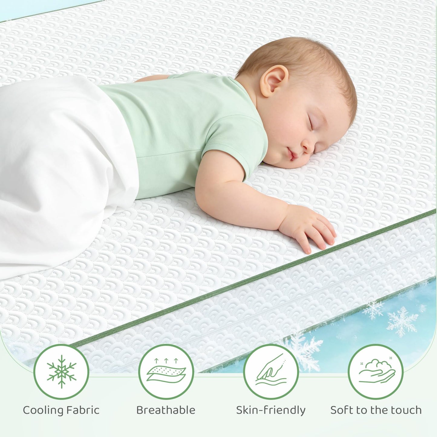 Dourxi Crib Mattress, 2-in-1 Dual Firmness Mattress for Infant & Toddler, Cooling Breathable Cover, Gel-Infused Memory Foam, CertiPUR-US Certified, Fits Standard Crib & Toddler Bed, 5.5 Inch