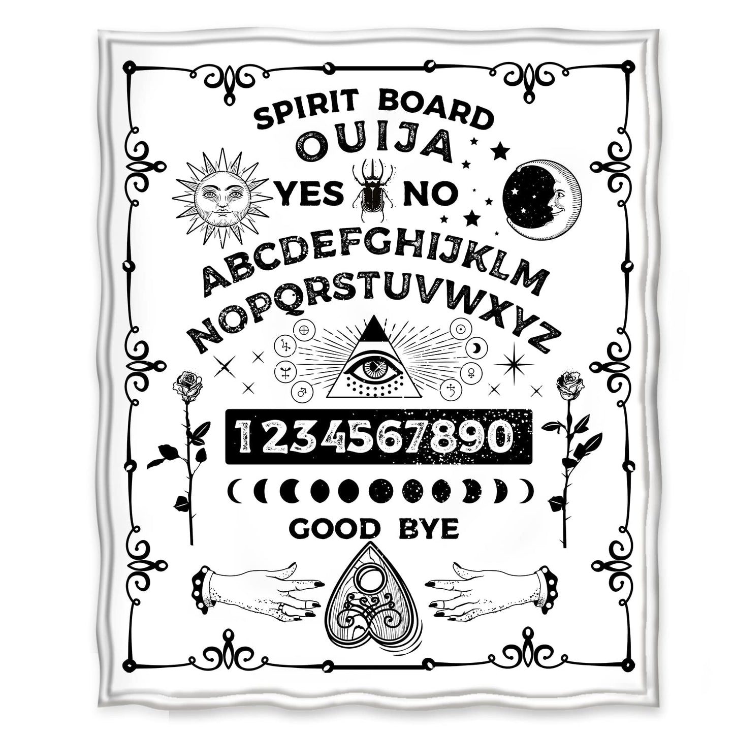 Jekeno Ouija Board Blanket Gifts for Women Men Kids Girls Boys Mother's Day for Mom Dad Home Bedroom Gothic Witch Decor Soft Throw Blankets White 50"x60"