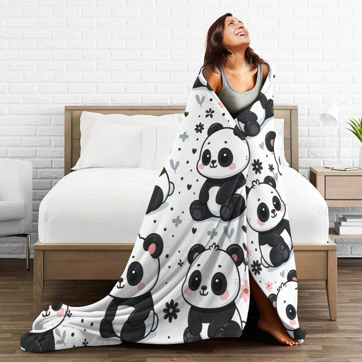 Panda Blanket Cute Pandas Throw Blanket Soft Warm Cozy Fleece Fuzzy Plush Flannel Blankets Gifts for Girls Women Boys Kids Adults 40"X50"