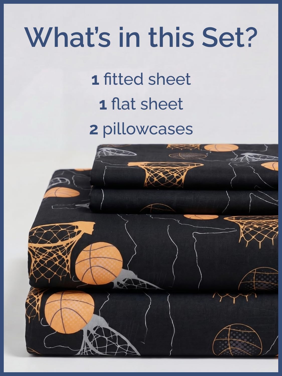 CGK Unlimited Kids Halloween Hoops Queen 4 Piece Sheet Set - Boys, Girls, Teens, Toddler - Easy Fit Deep Pockets - Soft, Cooling & Breathable Sheets - Cozy, Fade and Wrinkle Free - Machine Washable