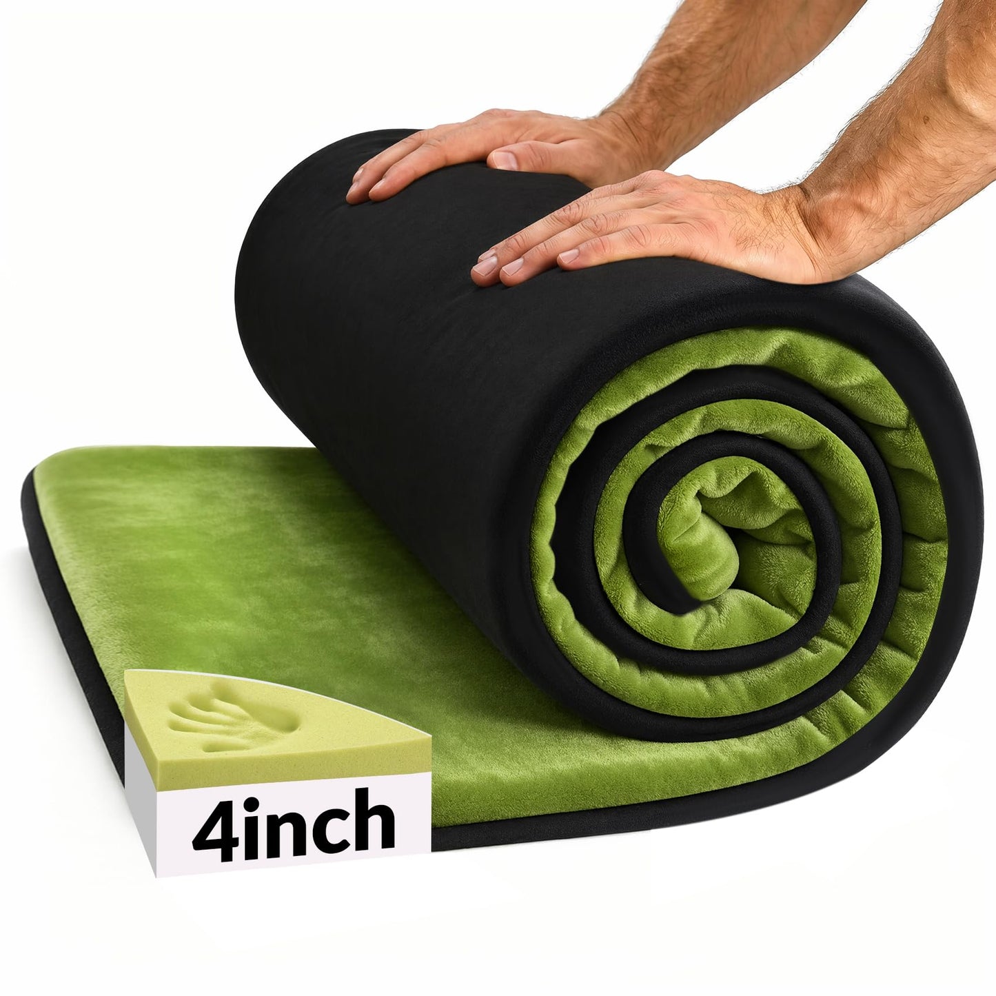 Self Inflating Sleeping Pad with Electric Pump, 4" Ultra-Thick Memory Foam Camping Pad,9.5 R-Value 4 Season Camping Mattress Pad with Removable Cover, Camping Essentials Gear for Tent Travel Car