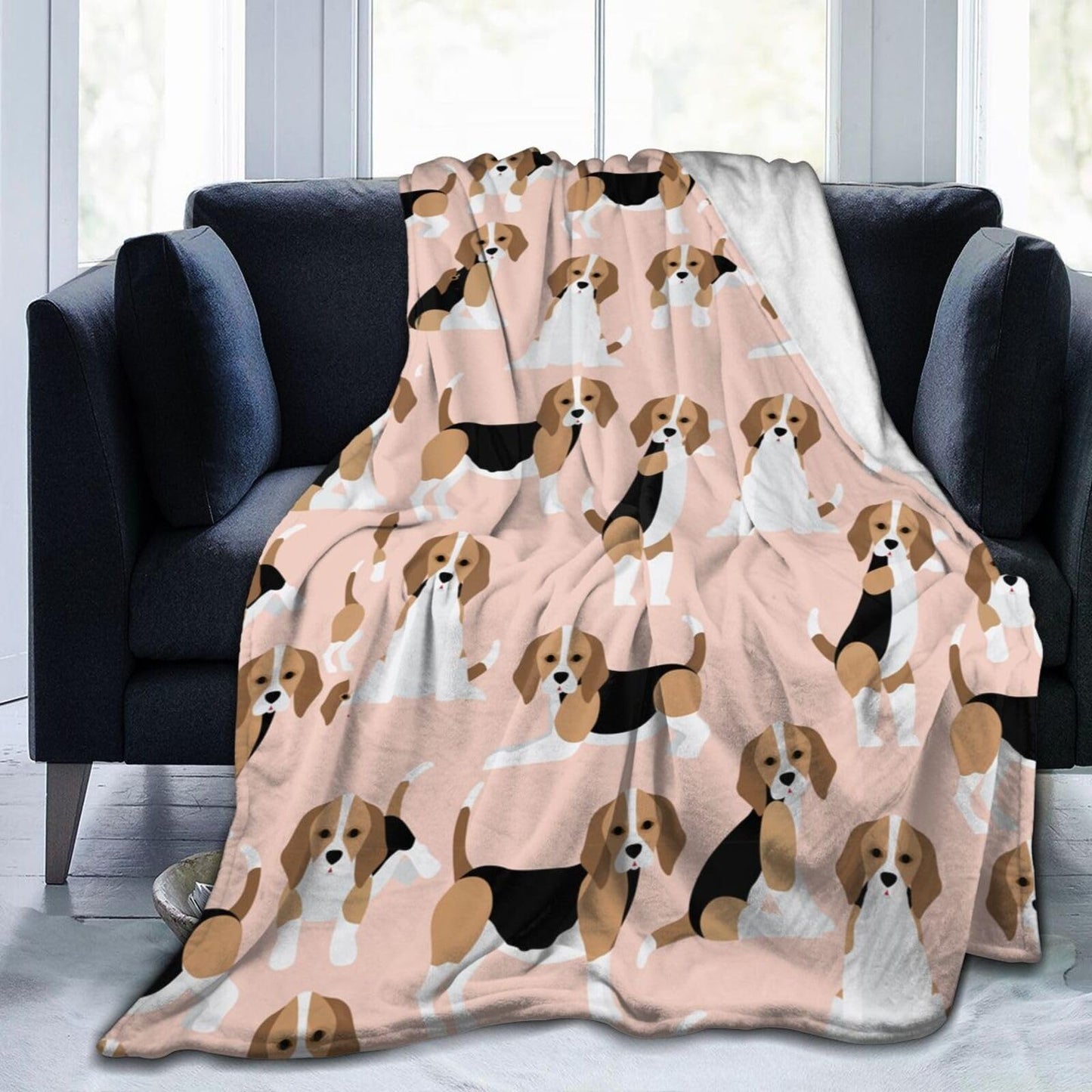 Cute Beagle Dog Blanket Soft Lightweight Throw Blankets Cozy Flannel Bed Throws for Sofa Couch Travel Home Room Bedroom Decor Gifts for Boys Girls Kids Adults 60"x50"