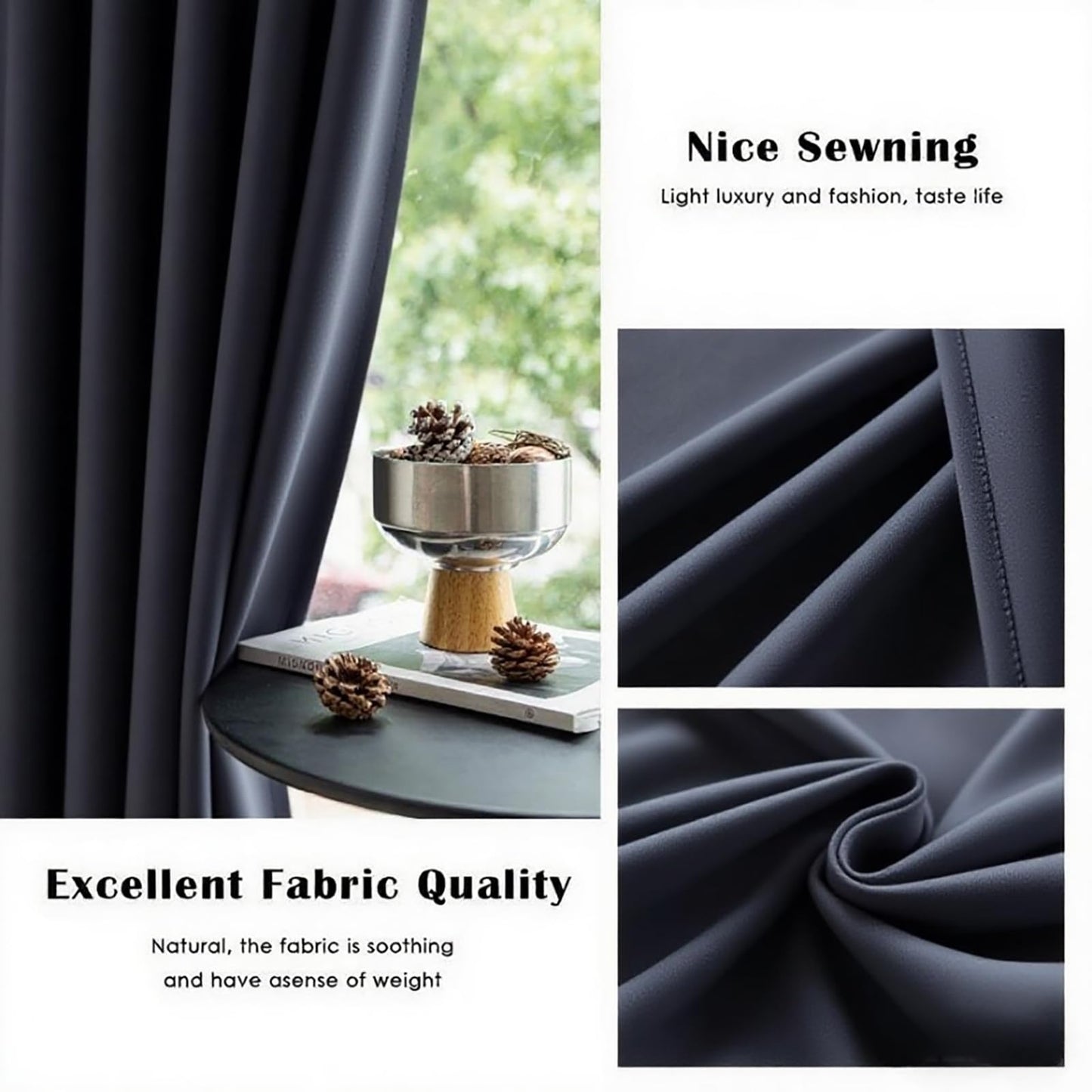 Tiadkh Home Decor Blackout Extra Long Curtains，132" Long Grommet High Ceiling Draps Noise Reducing 2 Story Curtains for Living Bedroom Windows(1Panel，W52xL132)