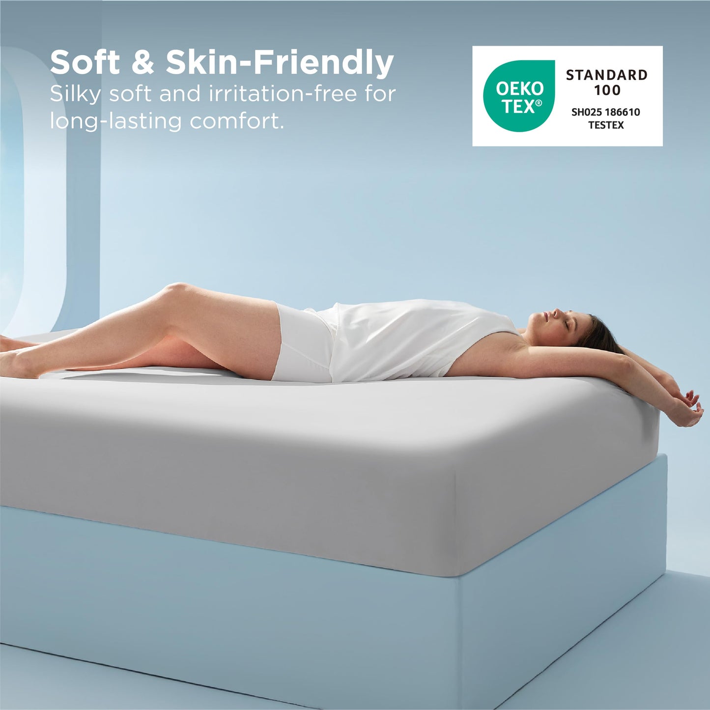 Bedsure Cooling Fitted Sheet Queen Size for Hot Sleeper, Queen Fitted Sheet Only with 360° Elastic Corner Straps, Q-Max 0.4, Temperature Regulation Bedding for Night Sweats, Up to 16" Deep, Grey