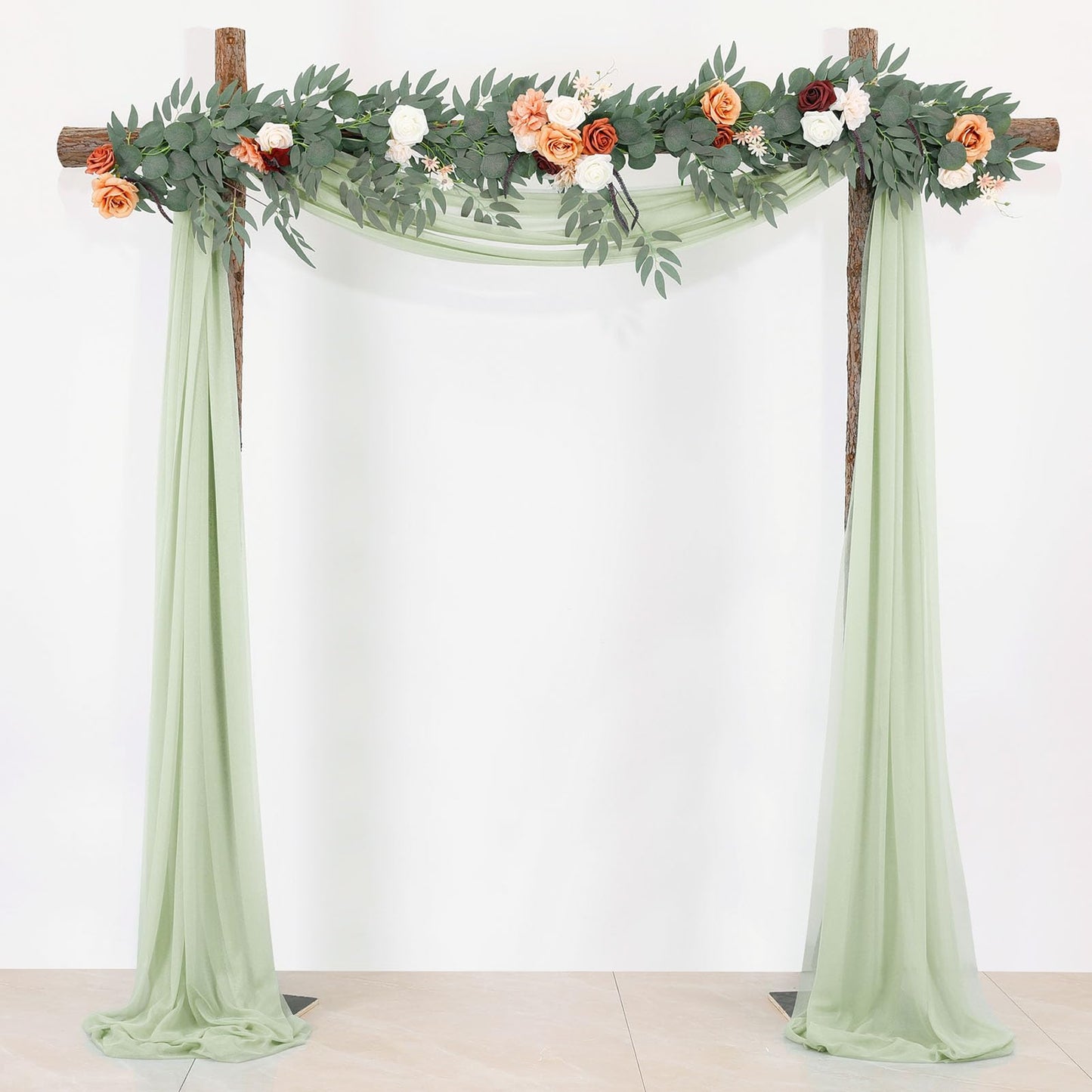 BOYOUTH Dark Green Voile Swag Scarf Valances Curtains,Long Sheer Chiffon Fabric Backdrop Curtains Scarves for Wedding Arch Draping,Party Outdoor Decor,30 by 394 Inches,1 Panel