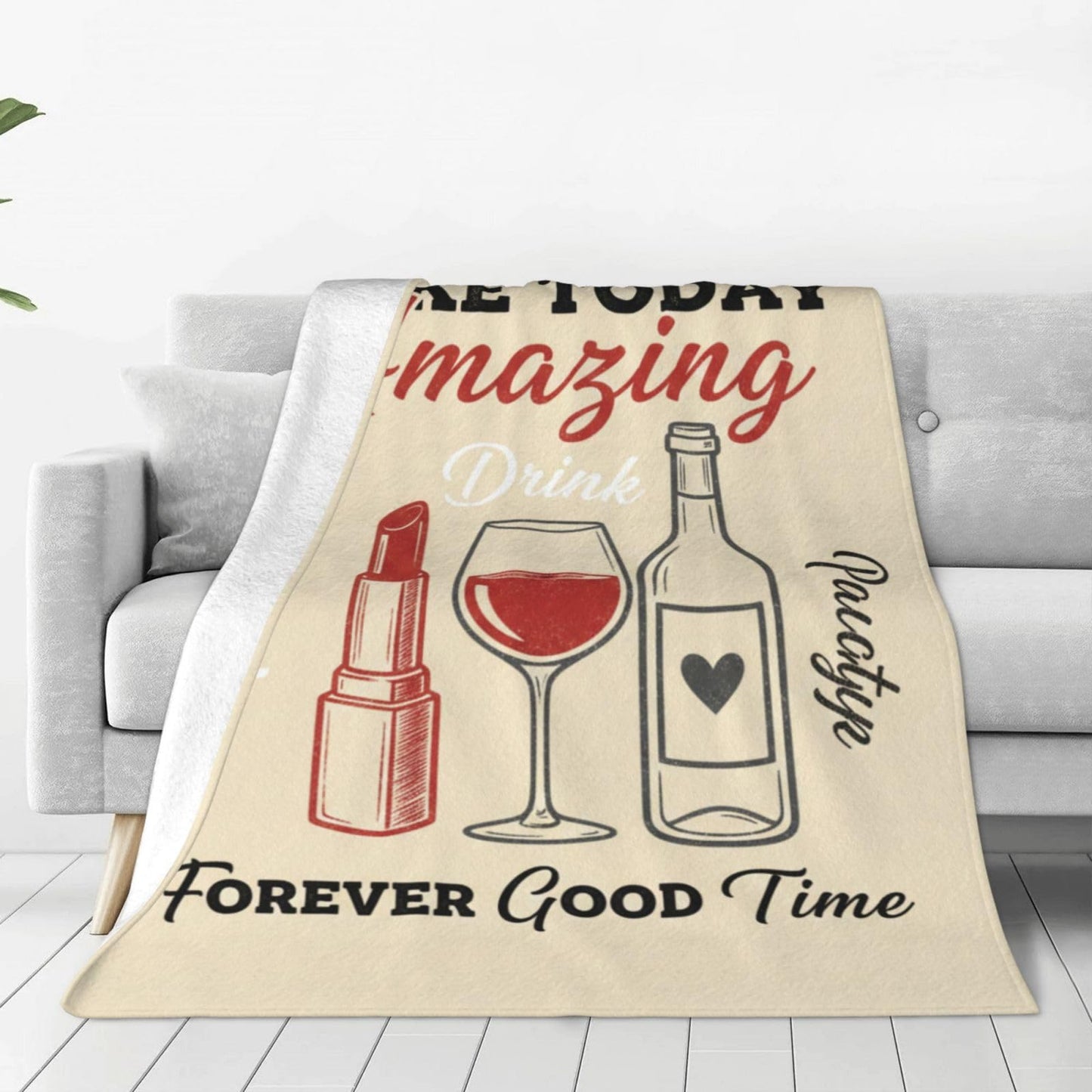Fleece Throw Blanket for Couch, Wine Lipstick Soft Fuzzy Cozy Blankets Warm Lightweight Flannel Throws for Bed, Sofa, Travel, All Seasons 50x40 Inches