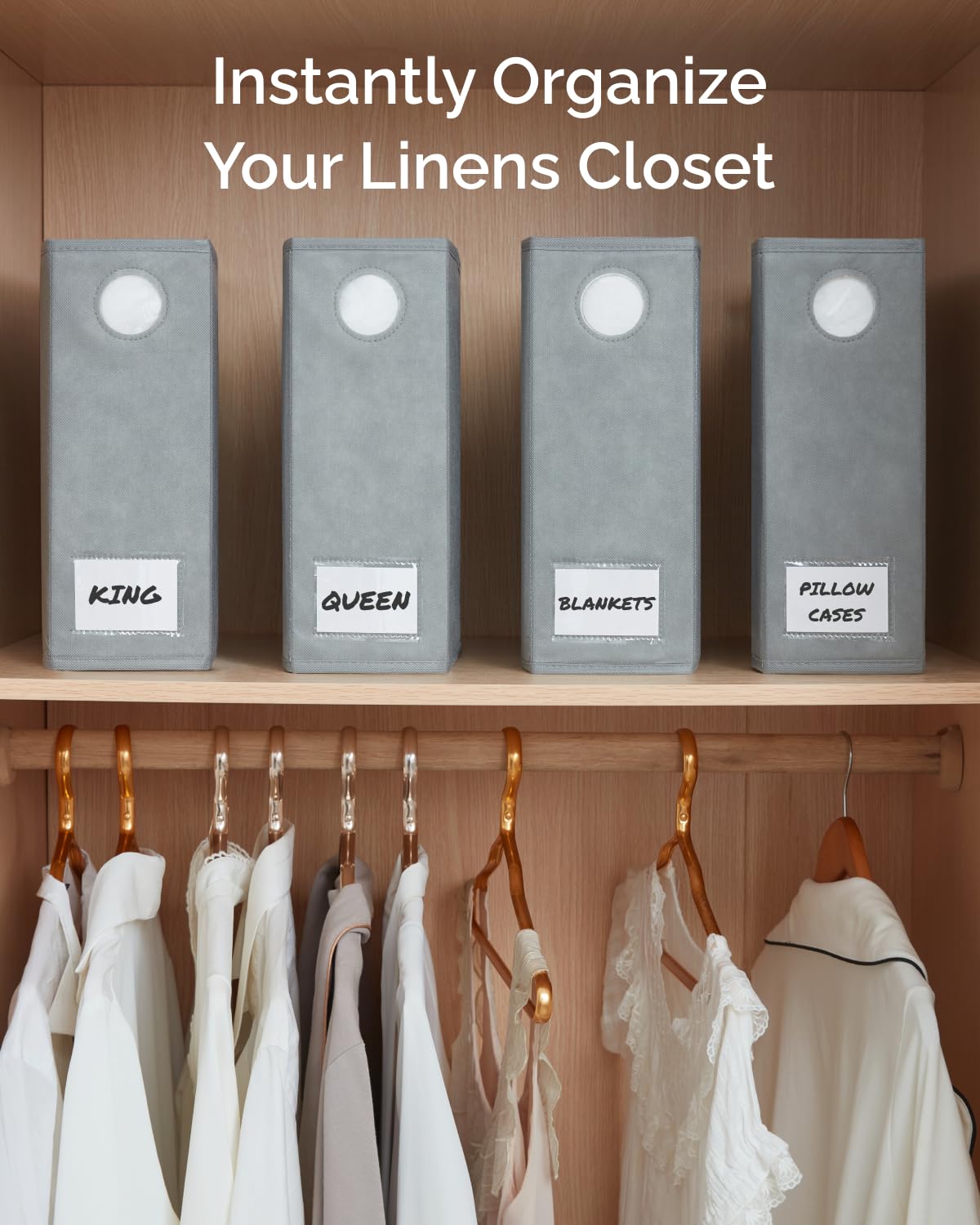 2 Pack Sheet Organizers - Foldable Storage Sheets Set Organizer for Linen Closet - King & Queen Size - Folder Keeper with Window XL - Blanket, Duvet & Pillowcases Dustproof Bedding Container - Grey