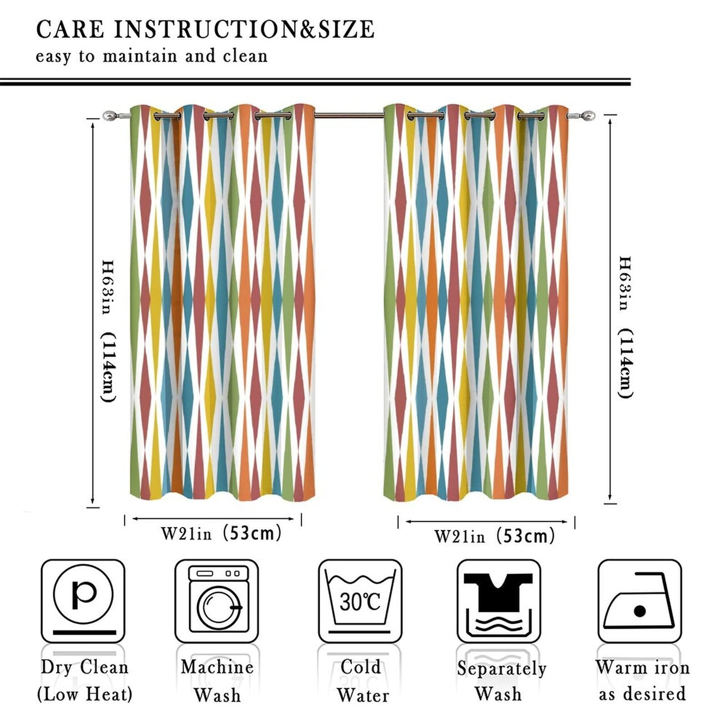 Kazynee Retro Mid Century Blackout Curtains for Bedroom,Abstract Modern Geometric Mid Century Colorful Rainbow Grommet Thermal Insulated Room Darkening Curtains Window Curtains 2 Panels 45L x 21W