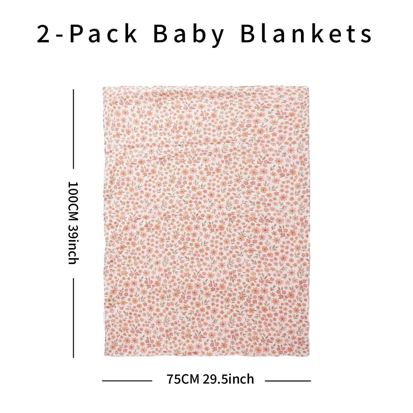 CoolaPeach 2 Pack Minky Baby Blankets,Super Soft Receiving Blankets with Muslin Cotton Front & Dotted Fleece Backing,39x29.5 Inches,Printed Bed Throws Newborn(Florals)