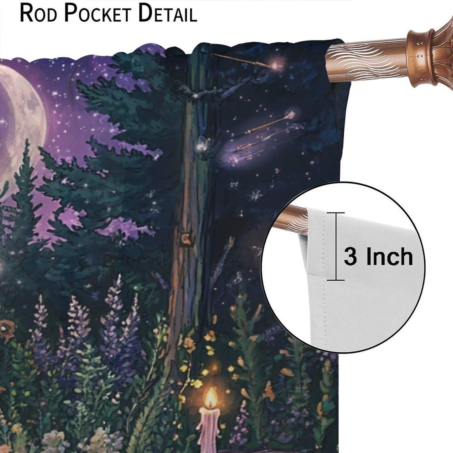 DIPQIMI Fantasy Flower Forest Blackout Curtains for Bedroom/Living Room, Magic Potion Moon Curtains Rod Pocket Thermal Insulated Window Drapes, 42W x 84L, 2 Panels