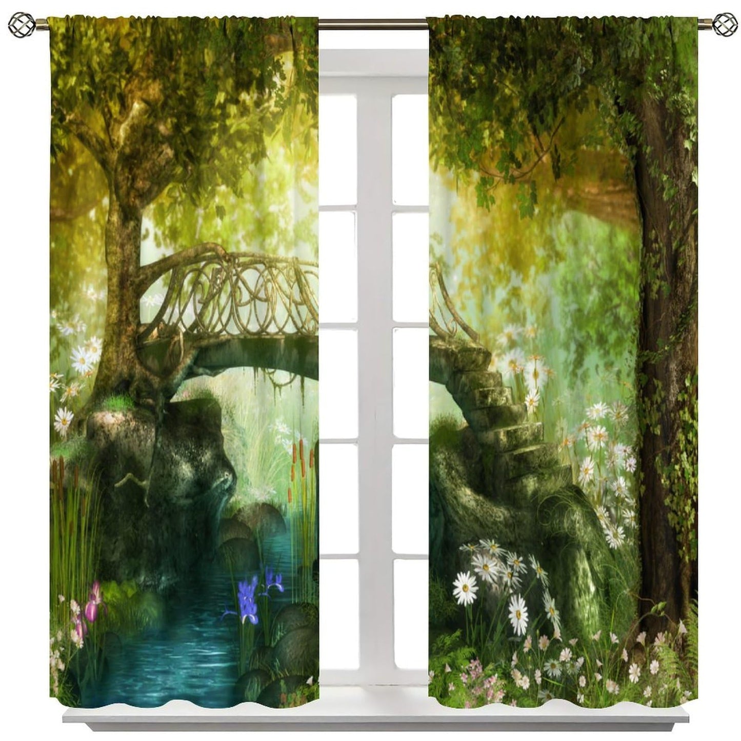 TYVGICZ Forest Curtains,Tree Cave Drapes Fantasy Nature Landscape Backdrop Rainforest Jungle Window Treatments for Bedroom Decor 42x45Inch 2Panels