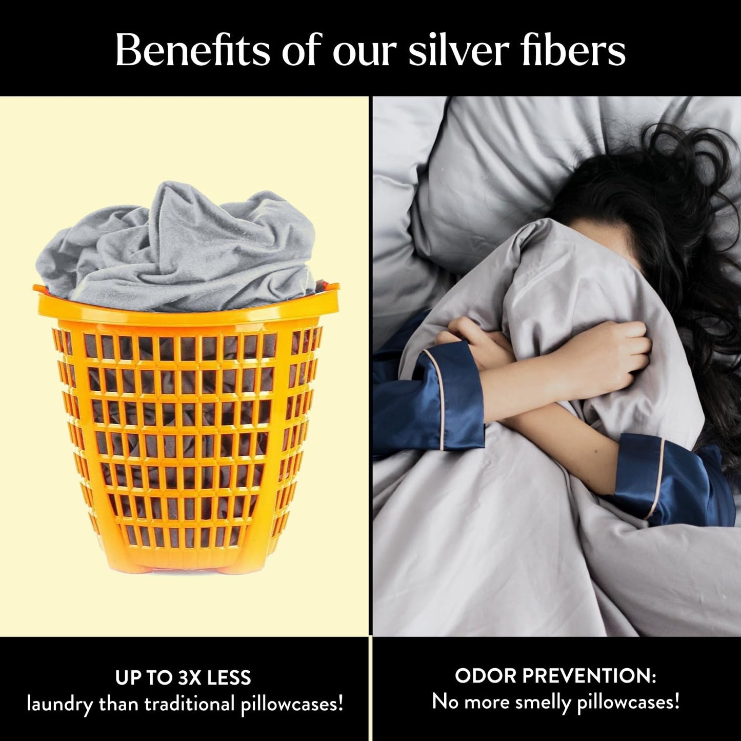 Miracle Made Soft, Breathable Cotton Pillowcase Set, 2-Piece – Silver-Treated, Cool-to-the-Touch Covers for a Fresher-Feeling Sleep Surface – Standard Size, Silver Grey