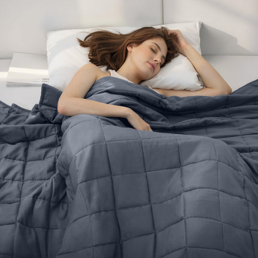 Weighted Idea Weighted Blanket for Adults (Dark Grey,48"x72",15lbs) Cooling Breathable Heavy Blanket with Premium Glass Beads All-Season Soft Thick Blanket