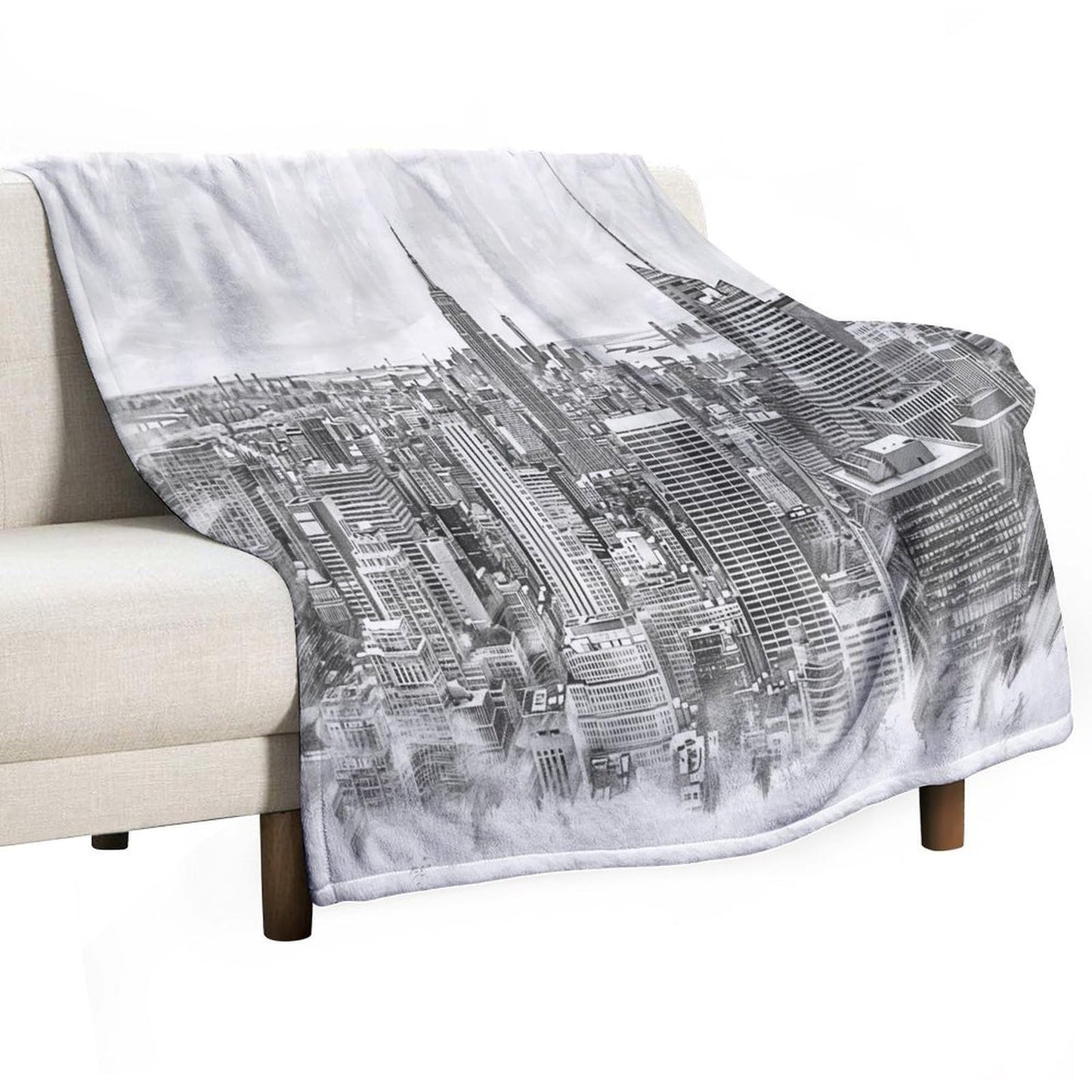 City Throw Blanket,New York Skyscraper Pattern Soft Cozy Warm Flannel Blankets for Sofa Couch Bed Gifts for Lover Kids Boys Grils Women Adults 30x40 Inch