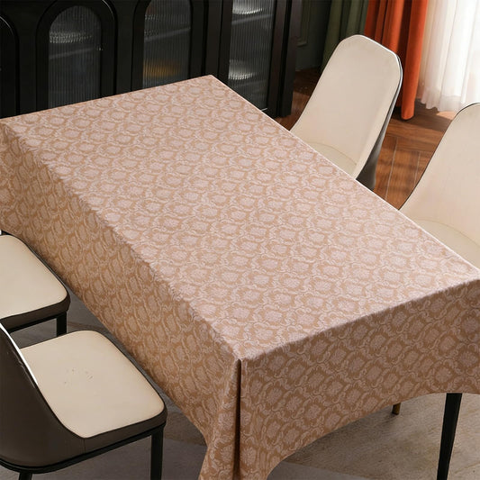 Qvthpv 55"x70" PVC Tablecloth, Waterproof Oilproof Heatproof Rectangular Table Cloth,Vinyl Mat for Kitchen Dining Holiday Party Camping (Flowers - Coffee Color)