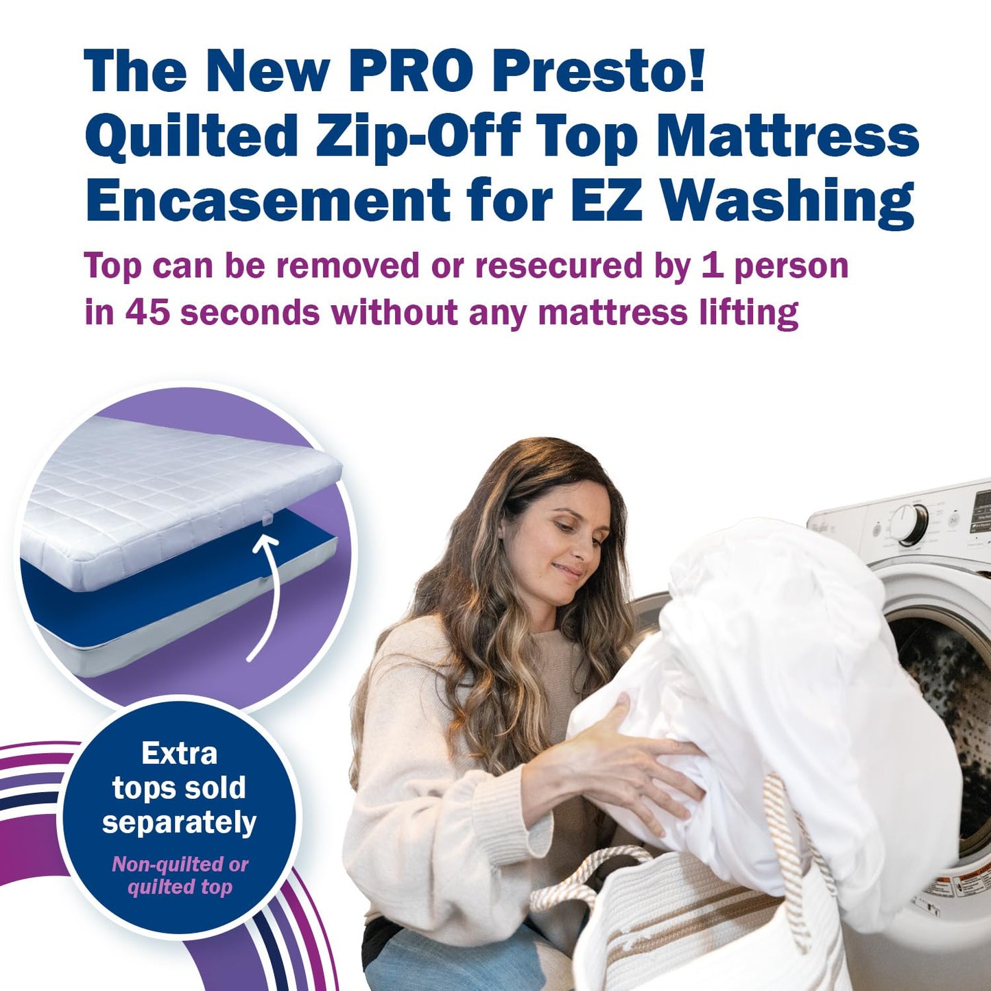 CleanRest PRO Presto! Quilted Zip-Off Top Mattress Encasement Protector for EZ Washing, Cal King Size, Waterproof, Bed Bug, Dust Mite & Allergen Proof - 1 Person Install, No Mattress Lifting to Wash
