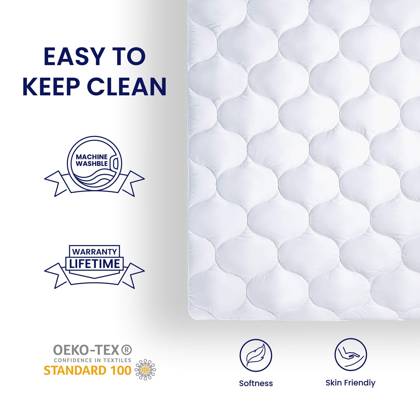 SLEEP ZONE Twin XL Mattress Pad Cover for College Dorm - Soft Fluffy Pillow Top Bed Mattress Topper Quilted Fitted, Deep Pocket 8-21 inch, Twin XL