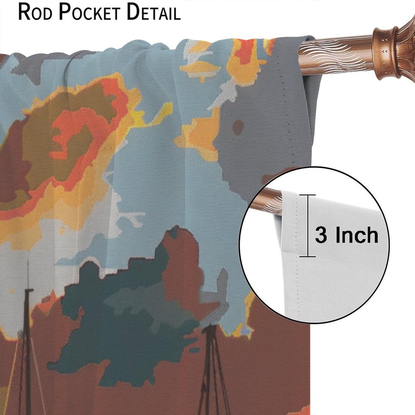 TOWINSFB Anime Ocean Sunset Sky Blackout Curtains, Nautical Sailboat Coastal Scenery Home Decor Rod Pocket Window Drapes for Living Room Bedroom - 42" W x 63" L