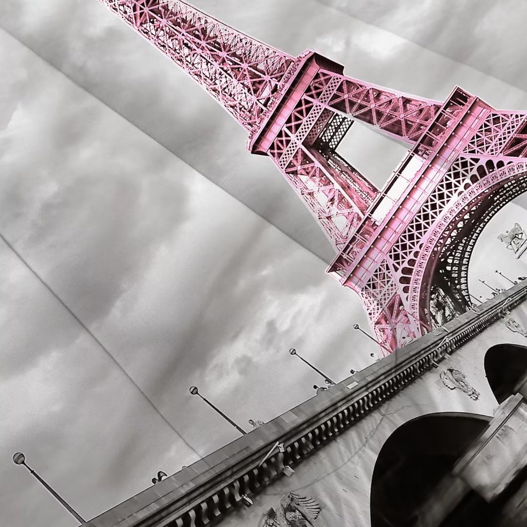 kxry Paris Comforter Set Pink Eiffel Tower Seine Full Size Bedding French Style Paris Cityscape Quilt for Girls Women 1 Comforter + 2 Pillow Cases