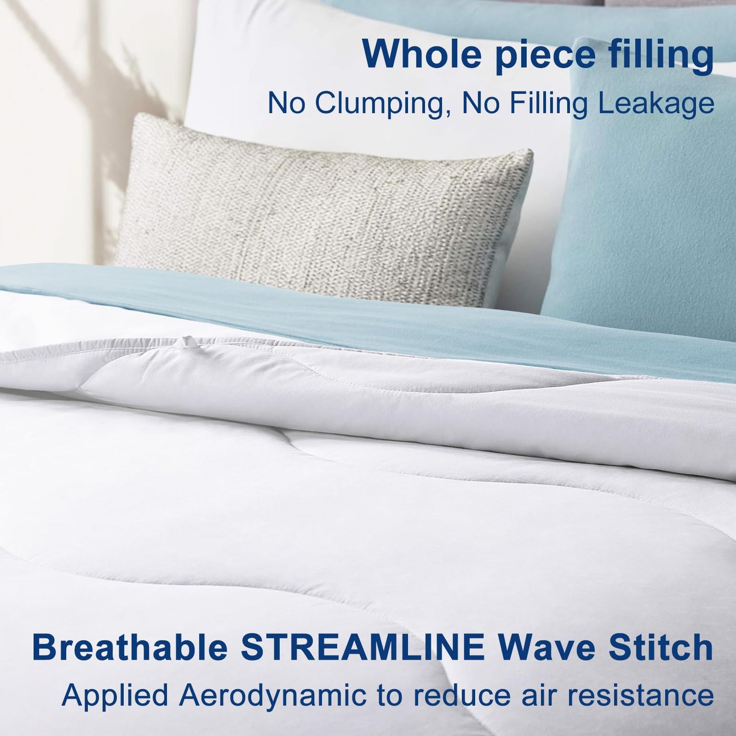 MEELUS Lightweight Comforter Cooling White, All Season Duvet Insert Breathable King Size Summer Bedding, Soft Microfiber Cool Down Alternative Quilt with Corner Tabs, 102x90 inch