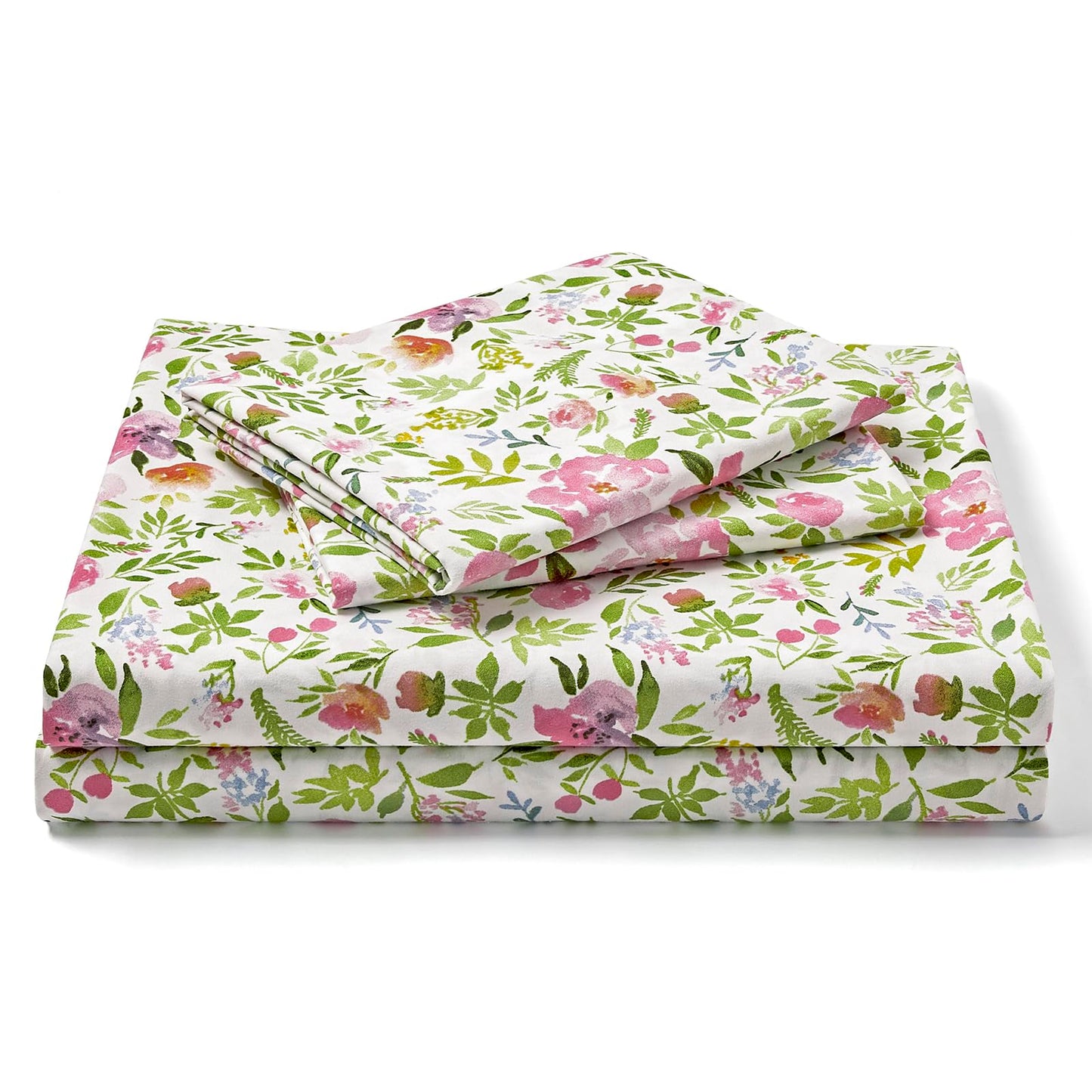 FreshCulture Floral Bed Sheets - Ultra Soft King Size Sheets Set - Brushed Microfiber Floral Sheets - Deep Pockets - Easy Care - Hotel Luxury 4 Piece Flower Printed Sheets King, Aquarelle
