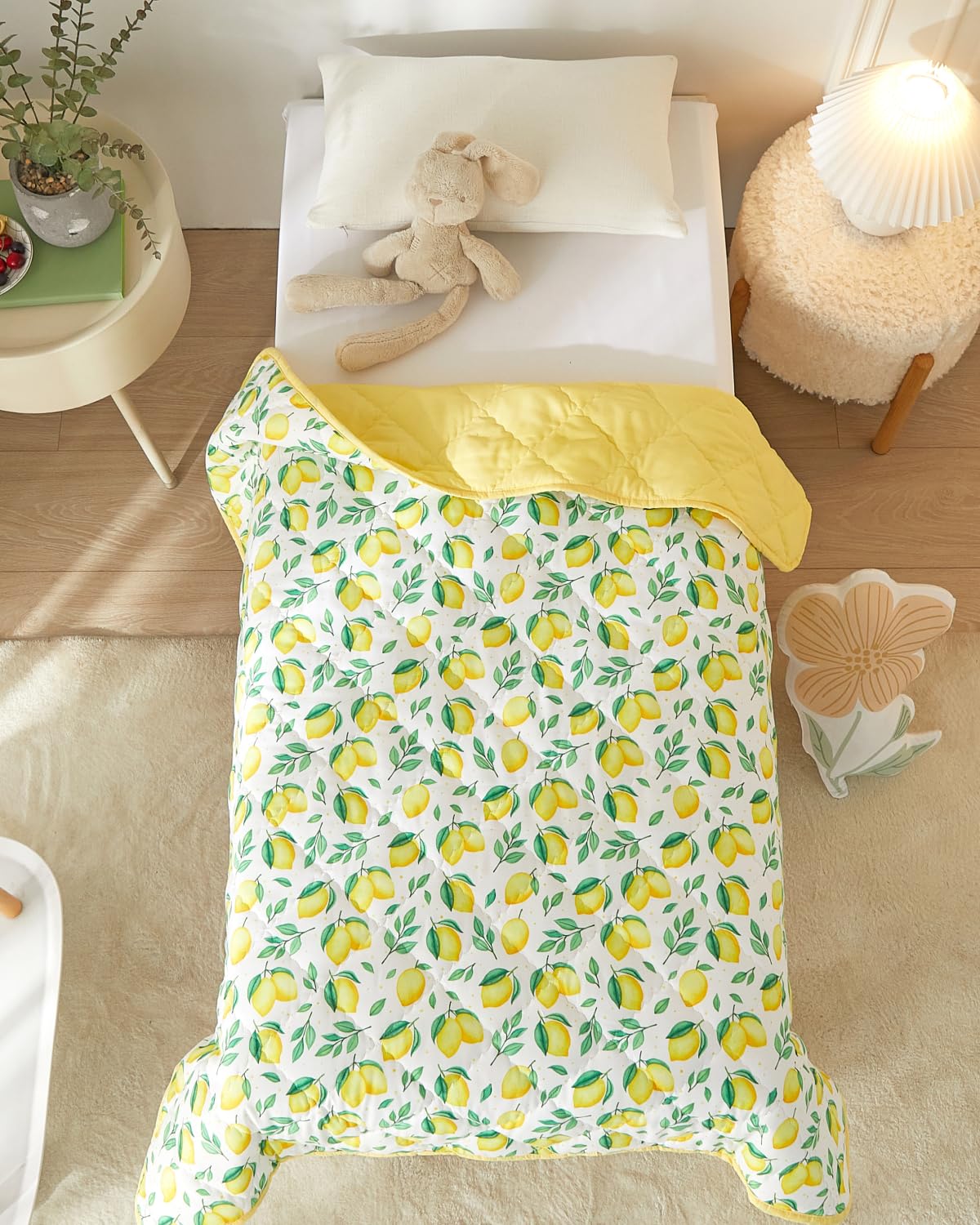 Lemon Toddler Comforter - Down Alternative Toddler Microfiber Comforter - Lightweight & Warm Baby Quilt Blanket - Soft & Breathable - Kids Duvet Insert for Crib & Stroller - Machine Washable - 39x47