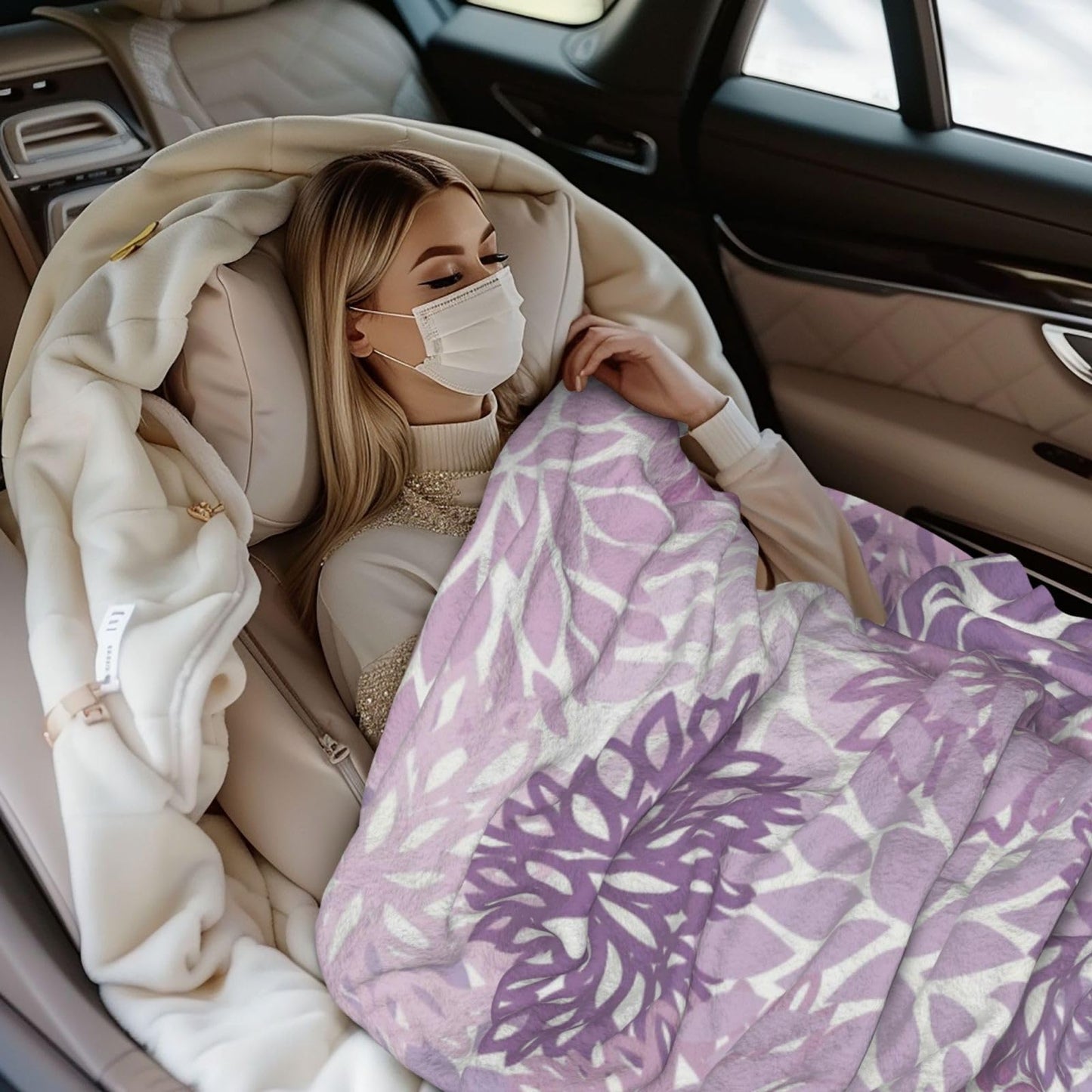 Perinsto Purple Chrysanthemum Floral Throw Blanket Ultra Soft Warm All Season Daisy Flowers Decorative Fleece Blankets for Bed Chair Car Sofa Couch Bedroom 50"X40"