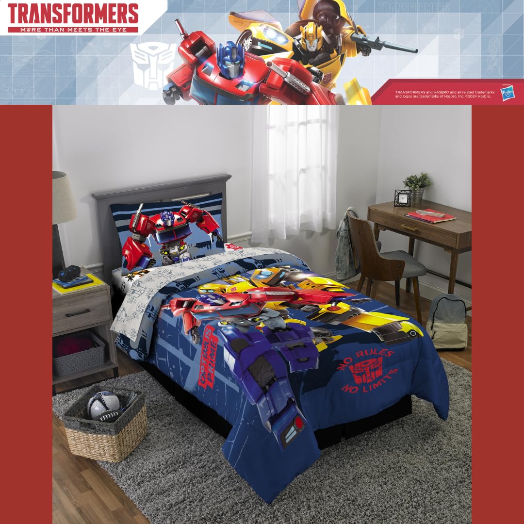 Transformers Optimus Prime Super Soft Comforter and Sheet Set with Sham, 4 Piece Twin Size, (Official Licensed Product) by Franco Collectibles