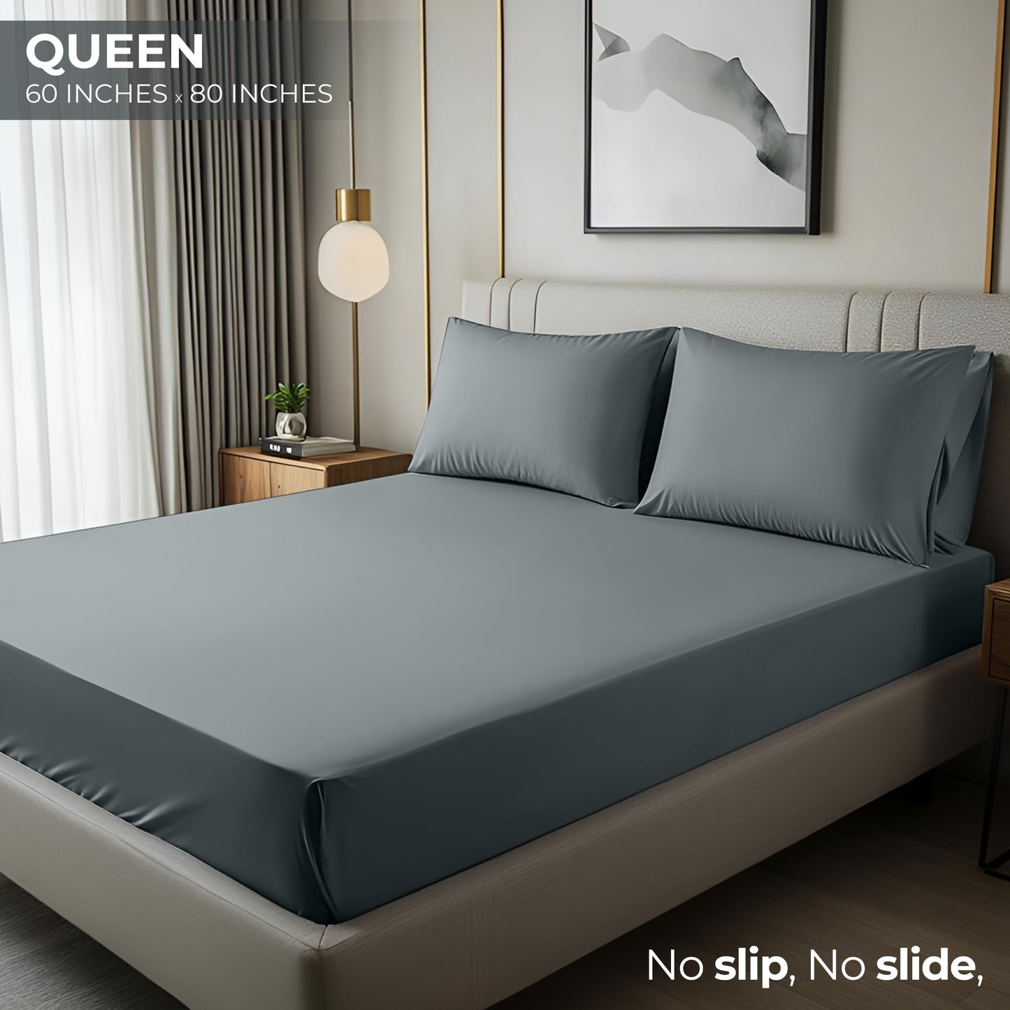 Utopia Bedding Queen Fitted Sheet - Bottom Sheet - Deep Pocket - Soft Microfiber - Shrinkage and Fade Resistant - Easy Care -1 Fitted Sheet Only (Grey)