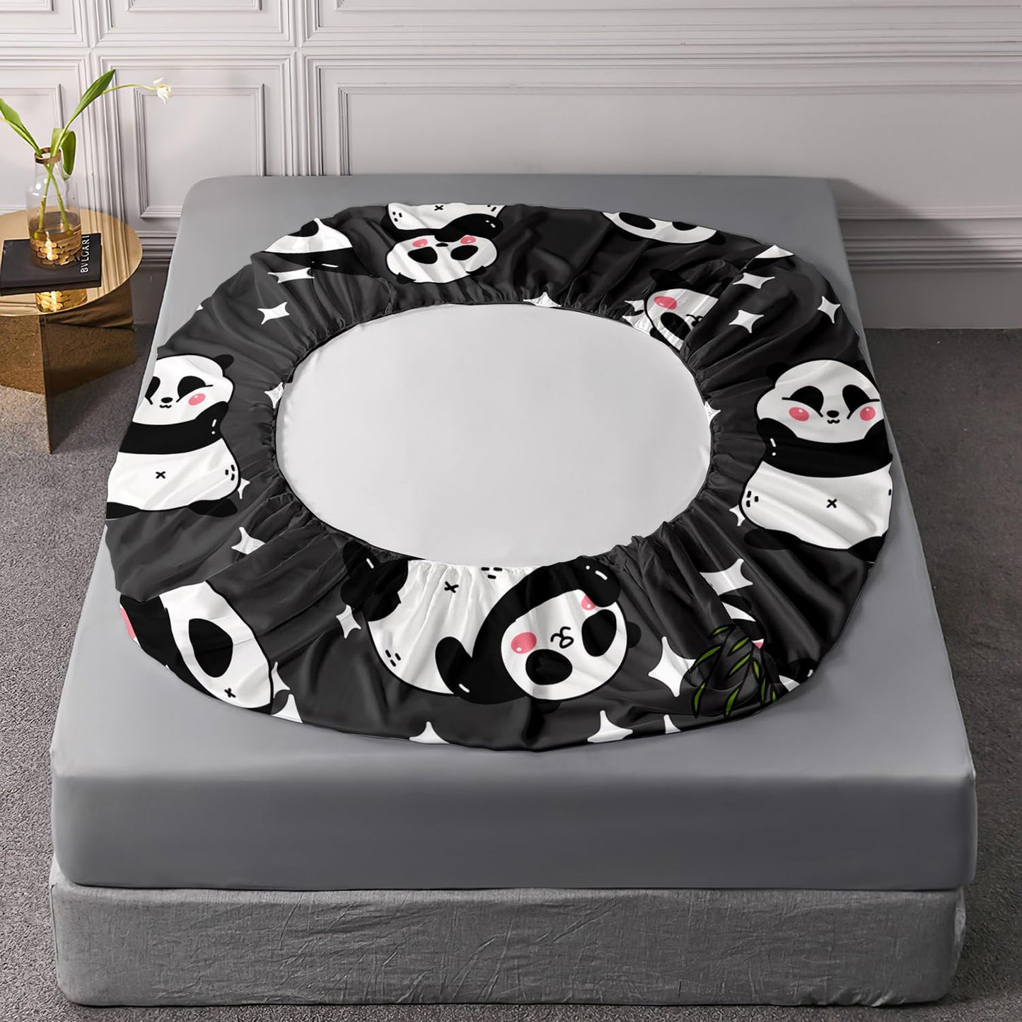 Ailonen Panda Bed Sheet Set, Twin Size - Cute Panda Kawaii Sheets, 1 Fitted Sheet, 2 Pillowcases