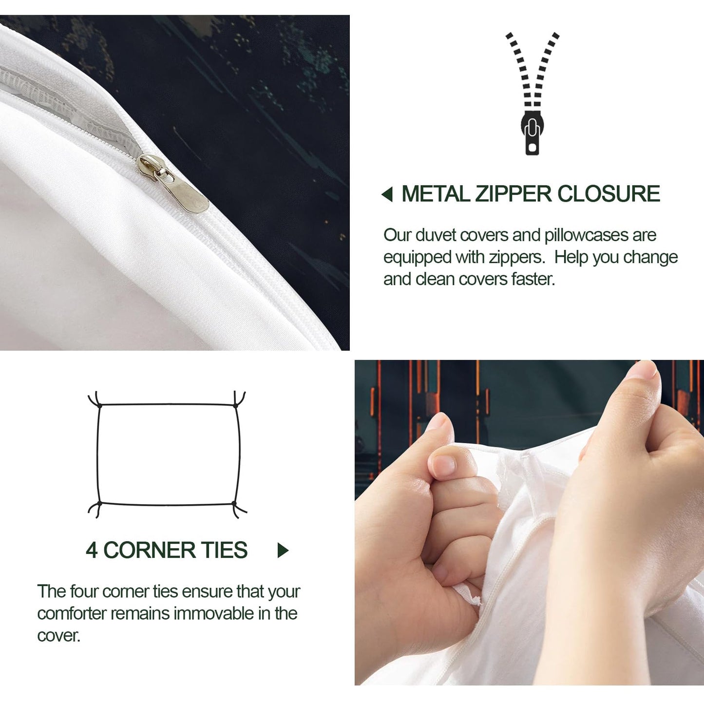 PAISUOQ Japanese Duvet Cover Queen Size, Traditional Torii Bedding Sets, 3 Piece, Soft Microfiber Patterned Comforter Cover with Zipper Ties & 2 Pillowcase, Natural Landscape Bedroom Decor & Gifts
