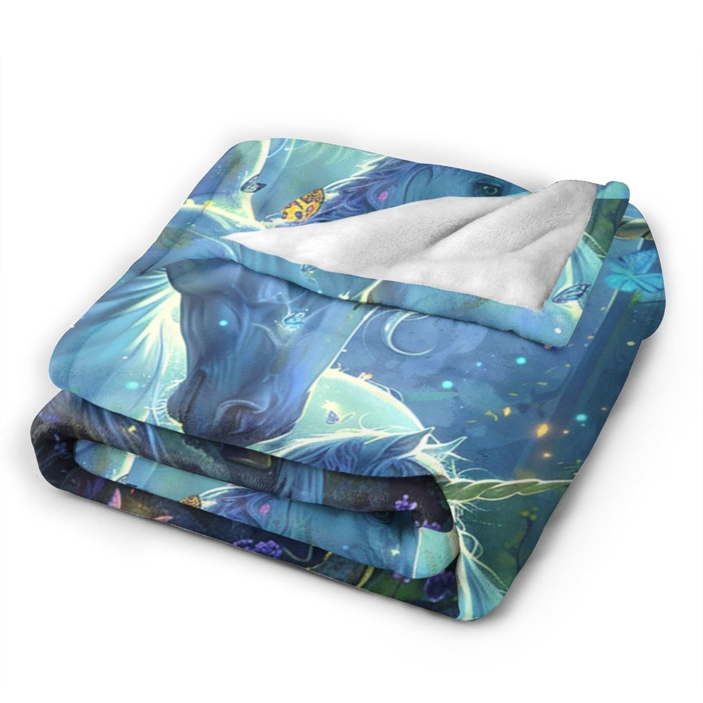 Unicorn Throw Blanket - Soft, Warm & Cozy Fleece for Couch, Sofa, Bed - 50"x40" White Horse Blanket for Girls, Women, Men, Boys