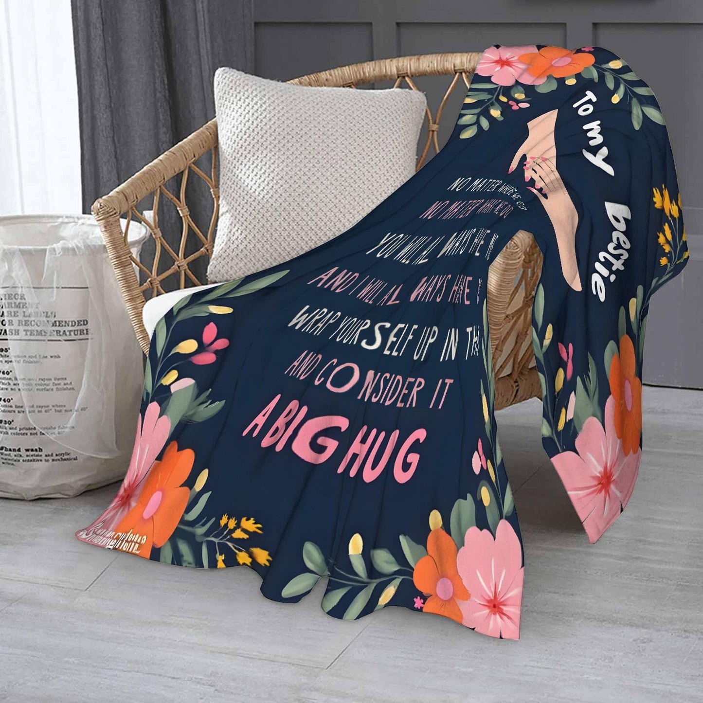Sending You A Big Hugs So Its There When You Need It Blanket Cozy Flannel Comfort Throw Sympathy Healing Gift Encouragement Blanket for Family and Friends (White 11, 50x60in(127cm*153cm))
