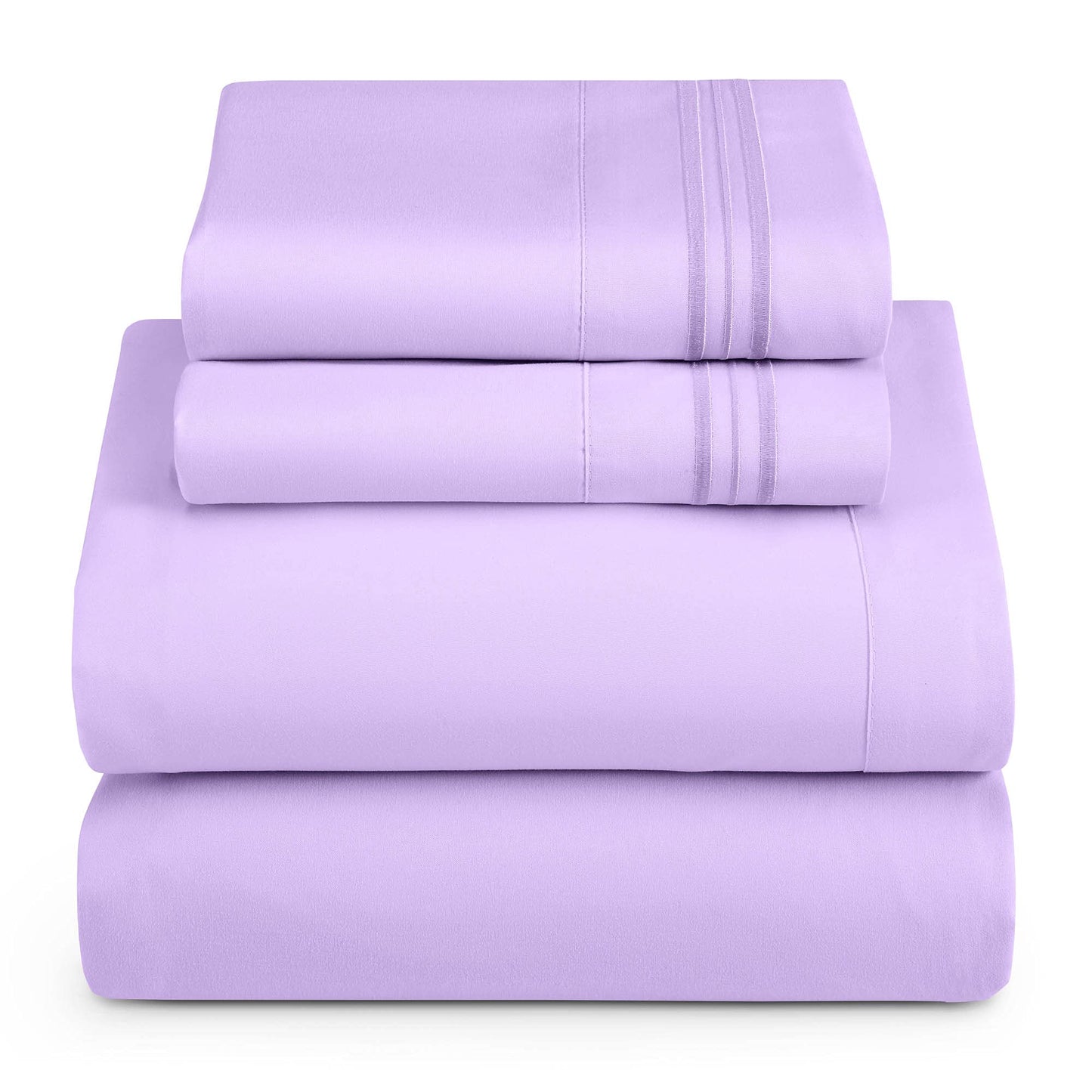 Hearth & Harbor Full Size Sheets - 4 Piece Bed Sheet Set, Hotel Luxury Double Brushed Bed Sheets - Extra Soft Bedding Sheets & Pillowcases, Full, Lavender