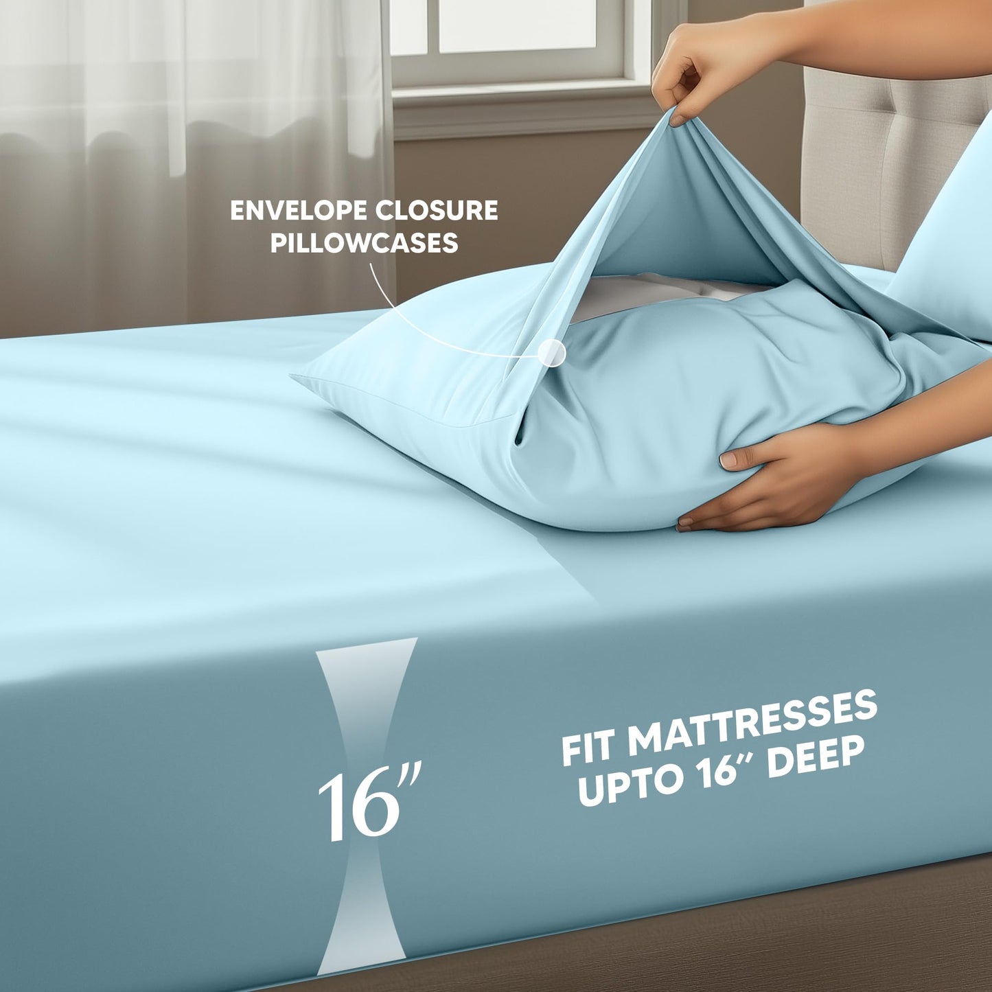 Utopia Bedding Queen Size Sheet Set – 4 Piece Bed Sheets, Soft and Breathable Microfiber, Includes 1 Fitted Sheet, 1 Flat Sheet and 2 Pillowcases – Oeko Tex (Ice Blue)