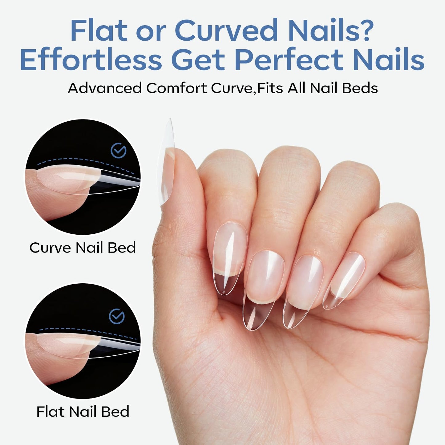 modelones Medium Almond Gel Nail Tips, 360pcs Pre-shaped Clear Fake Nails Press On Full Cover 15 Sizes Acrylic Gel Tips for Extension Salon