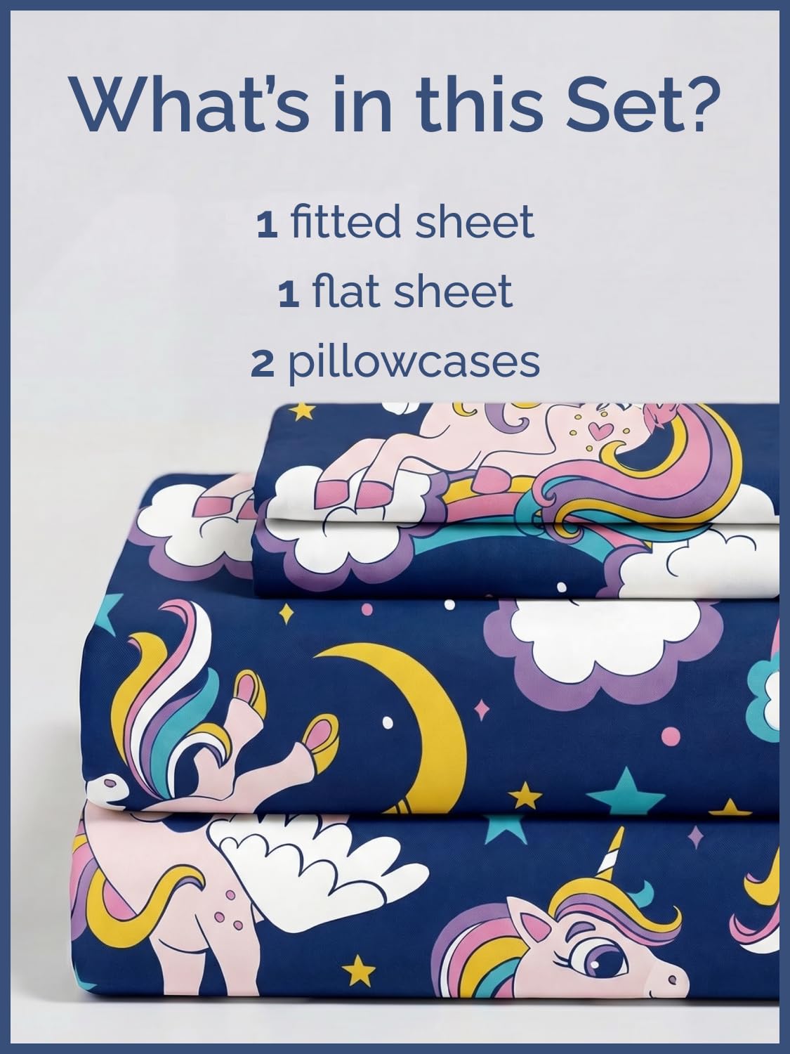 CGK Unlimited Kids Magic Unicorns Queen 4 Piece Sheet Set - Boys, Girls, Teens, Toddler - Easy Fit Deep Pockets - Soft, Cooling & Breathable Sheets - Cute, Cozy, Fade & Wrinkle Free - Machine Washable