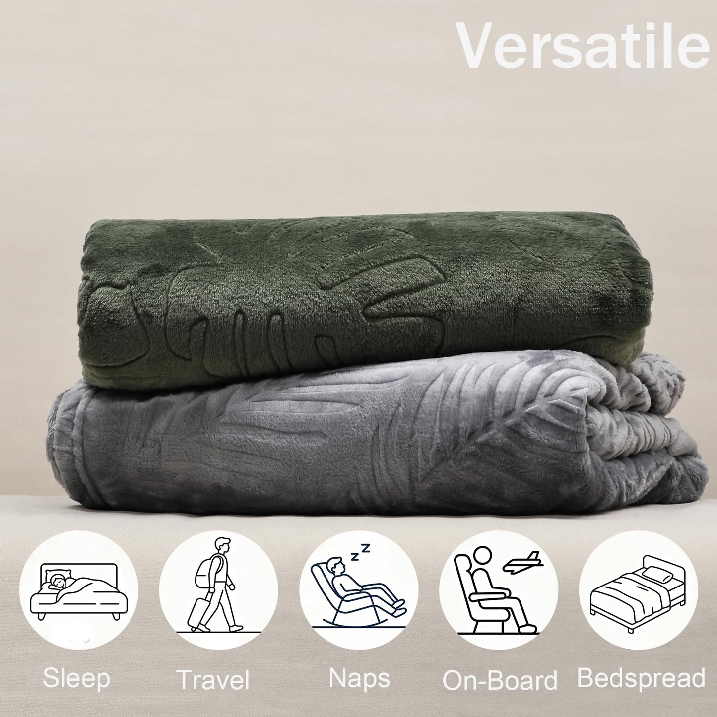 VigorSpring Soft Flannel Fleece Throw Blanket - 60x80 Inch,Olive Green